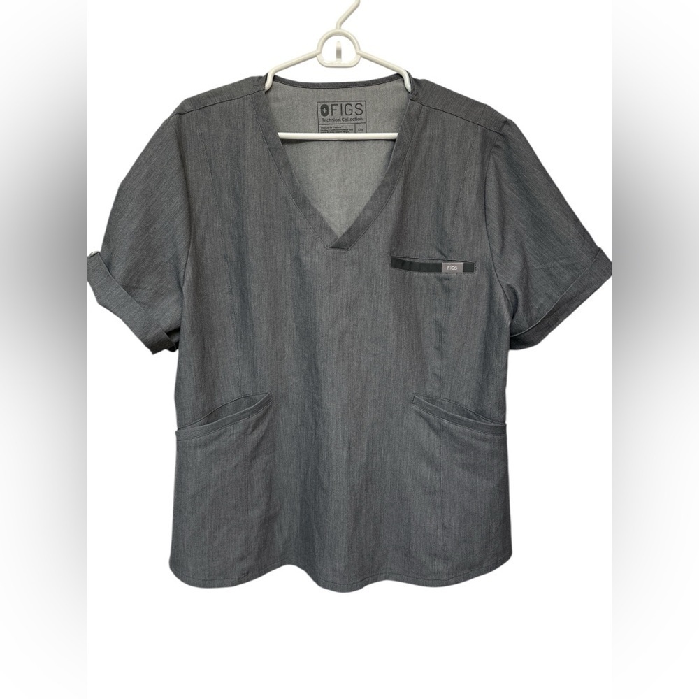 FIGS Gray Technical Collection Scrub Top